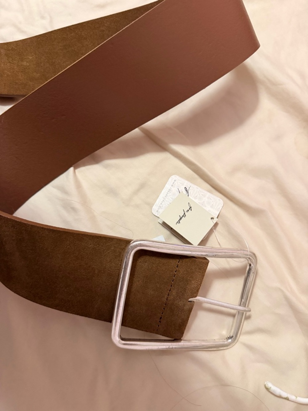 Free People Brown Suede Belt Accent with Silver Buckle
